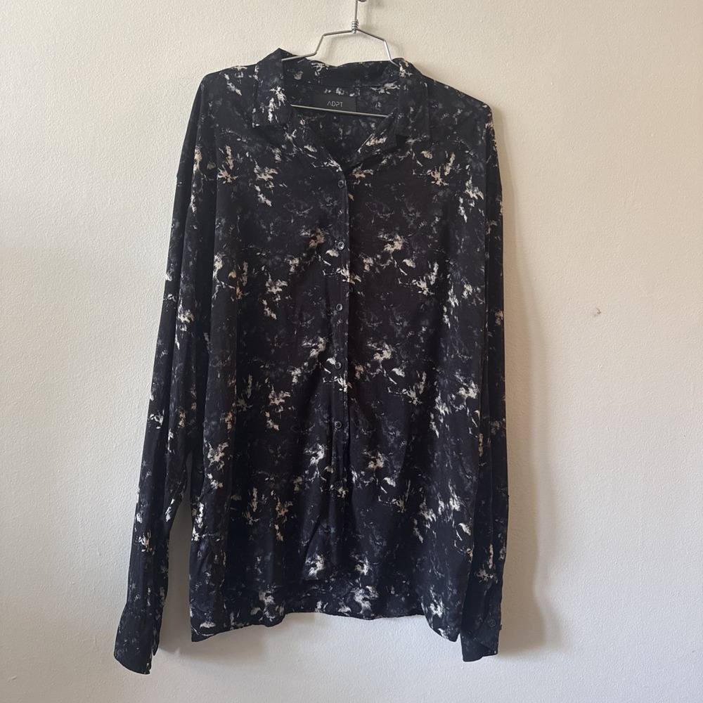 APT.9 Women's Size XL‎ Blue and Black Dressy V-neck Flutter Sleeve Pullon Blouse